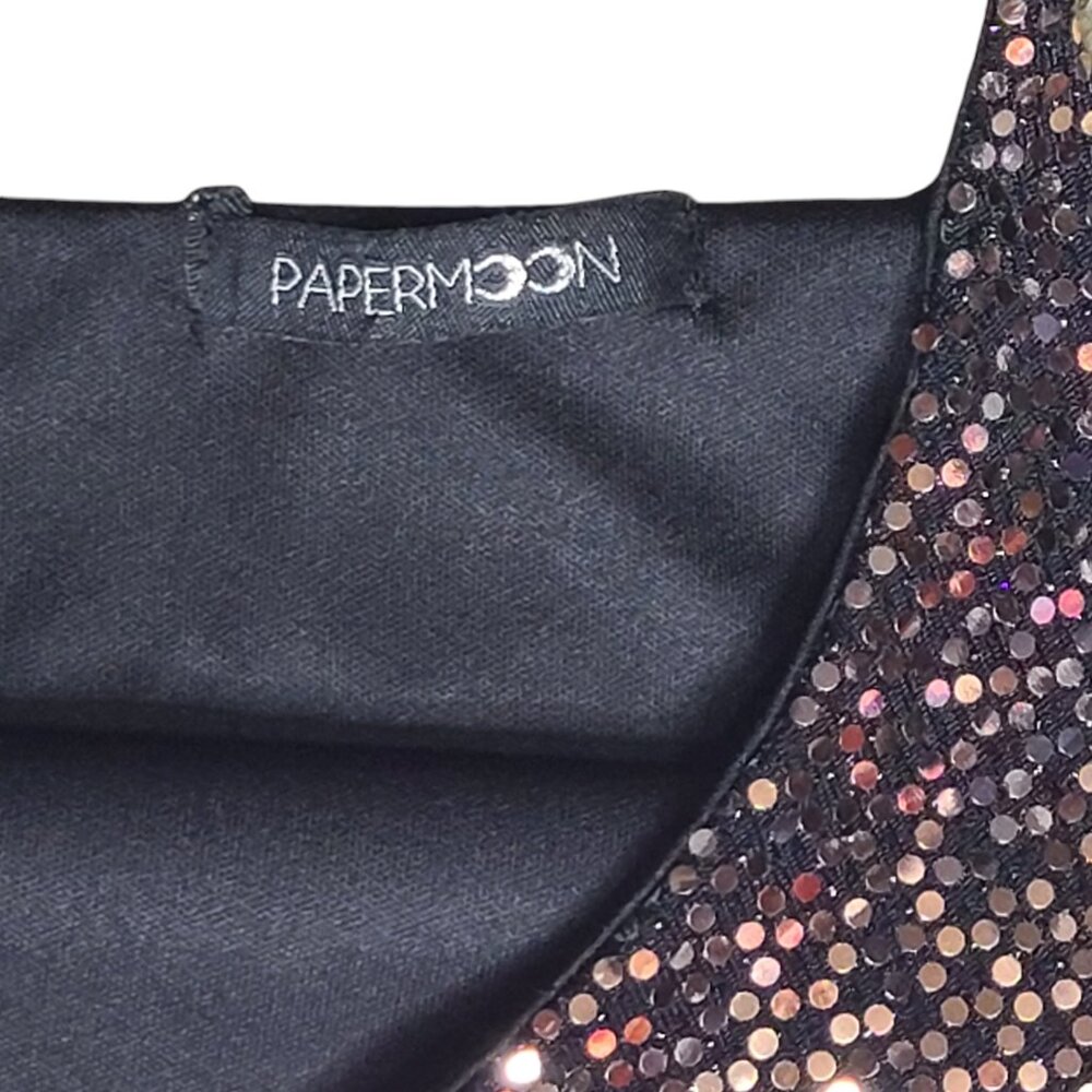 Paper Moon Bronze Sequin Cocktail Party Bodycon Mini Dress Size Small - Picture 6 of 7